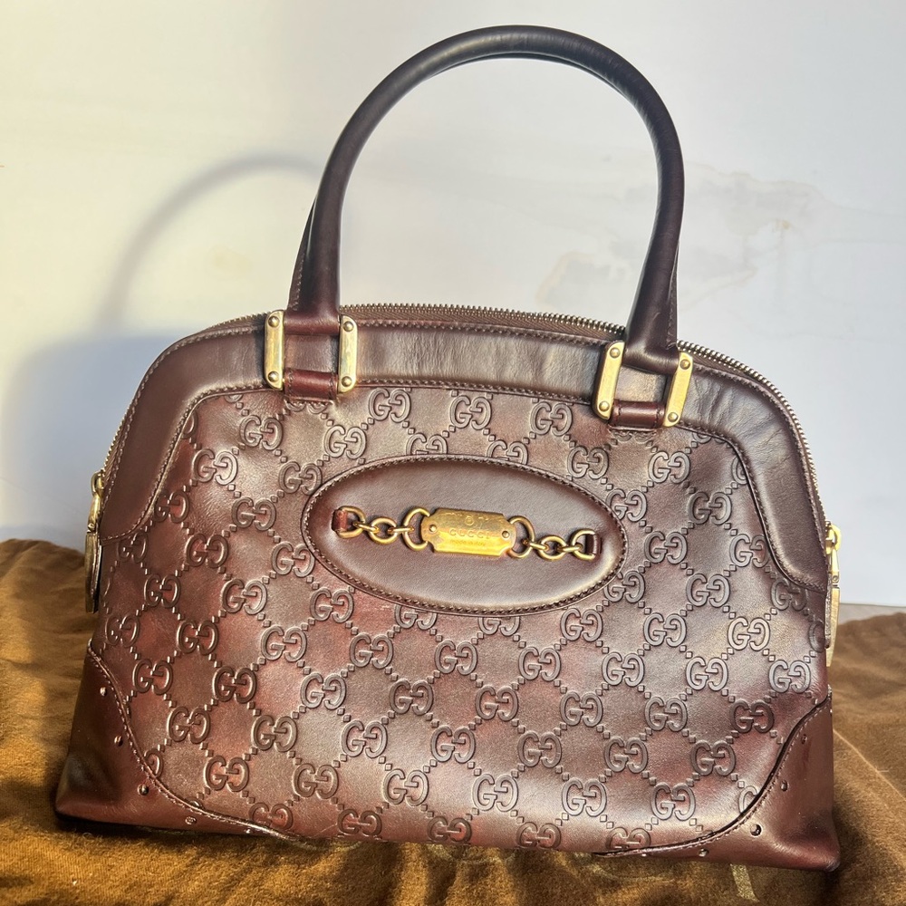 Gucci Guccissima Leather Punch Bowler Bag